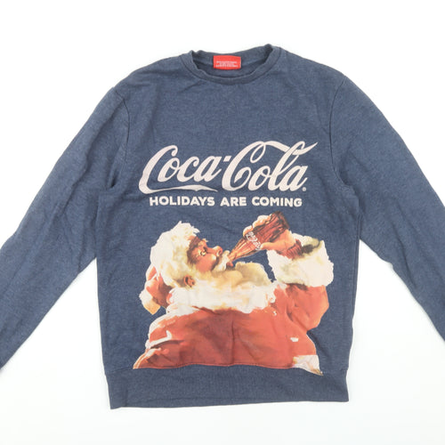 Coca-Cola Unisex Blue Pullover Christmas Sweatshirt S