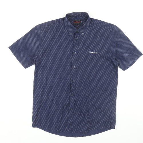 Pierre Cardin Men's Blue Geometric Shirt, M, Regular Fit