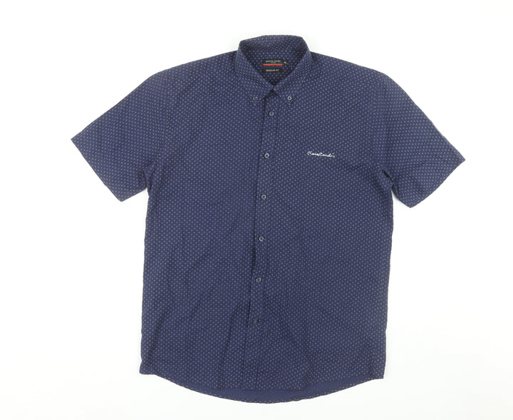 Pierre Cardin Men's Blue Geometric Shirt, M, Regular Fit