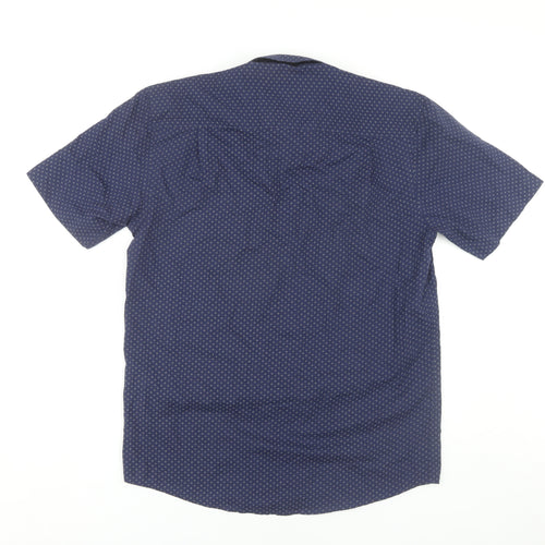 Pierre Cardin Men's Blue Geometric Shirt, M, Regular Fit