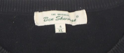 Ben Sherman Men's Black Black Colourblock Knit Jumper Size XL