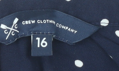 Crew Clothing Blue Polka Dot Long Sleeve Blouse, Size 16