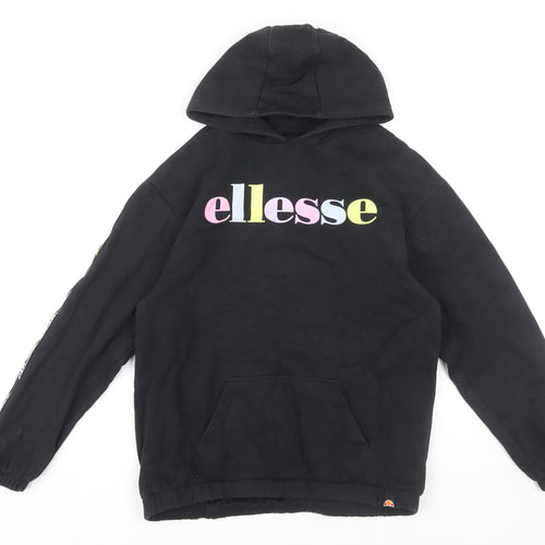 Ellesse Girls Black Hoodie 13-14 Years Logo Pullover