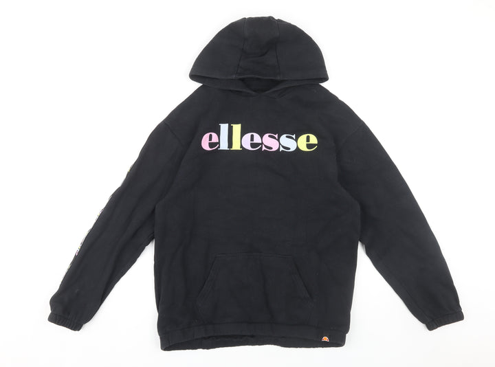Ellesse Girls Black Hoodie 13-14 Years Logo Pullover