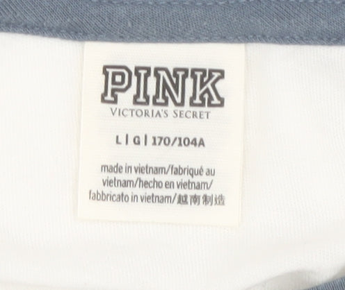 Victoria's Secret Pink Women's L T-Shirt, White/Blue, Casual