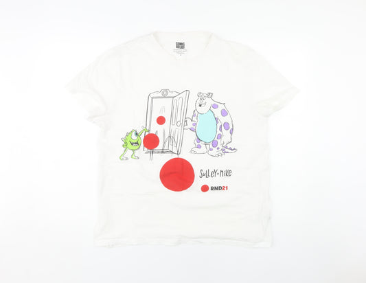 Front view of Comic Relief White T-Shirt unisex m cartoon