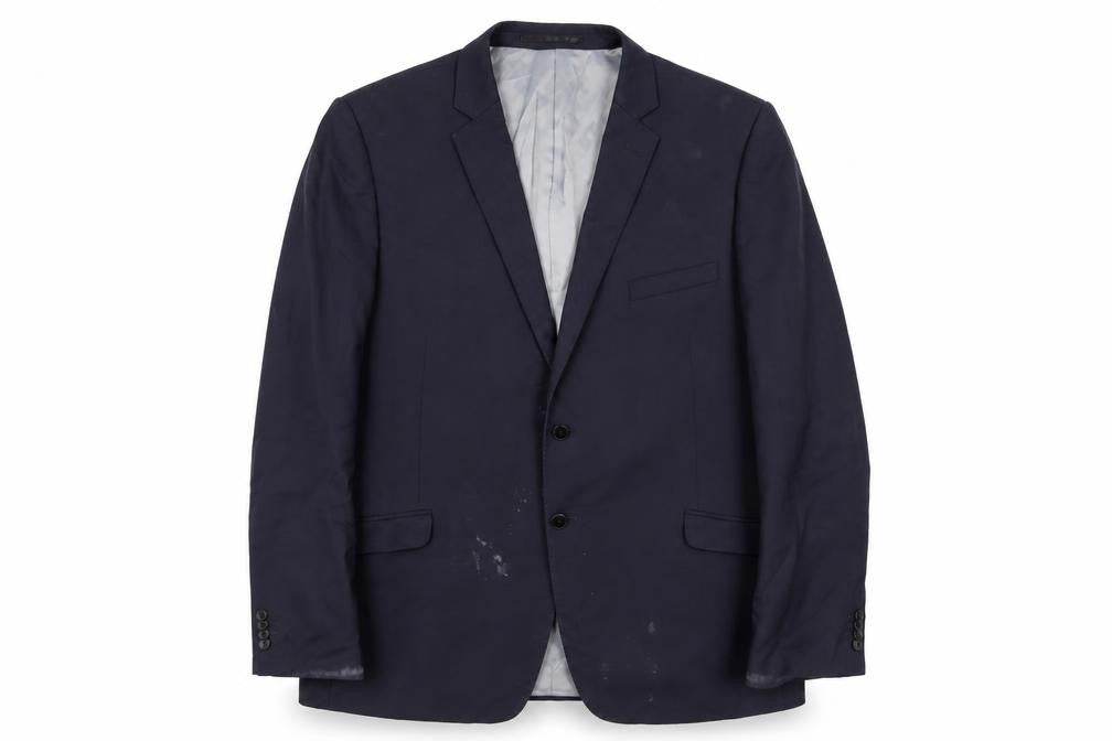 Front view of Performance Suit Men's Blue Blazer, size 46, Two-Button