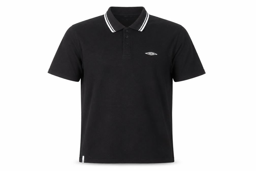 Front view of Umbro Men's Black XL Polo Shirt with Logo