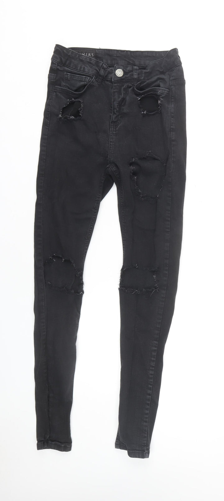 Sinners Men's Black Distressed Skinny Jeans XS