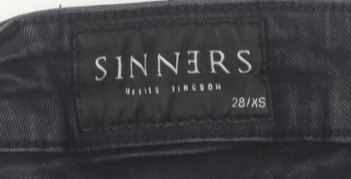 Sinners Men's Black Distressed Skinny Jeans XS