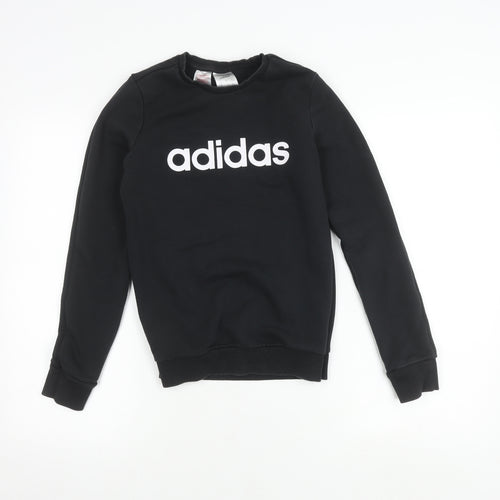 adidas Boys Black Sweatshirt, Logo, 13-14 Years, Graphic Print