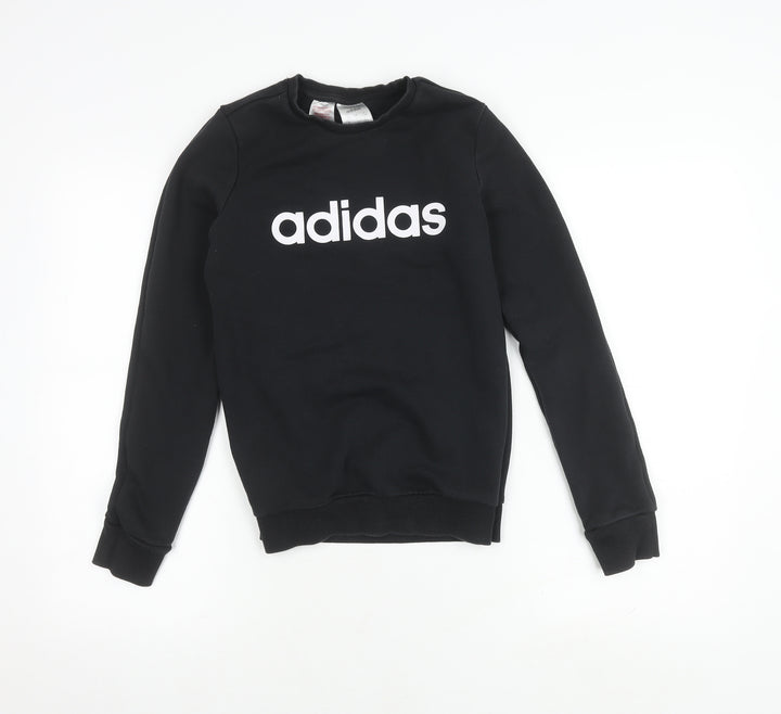 adidas Boys Black Sweatshirt, Logo, 13-14 Years, Graphic Print