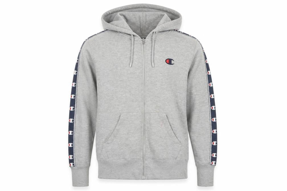 Front view of Champion Men's Grey Small Hoodie Jacket