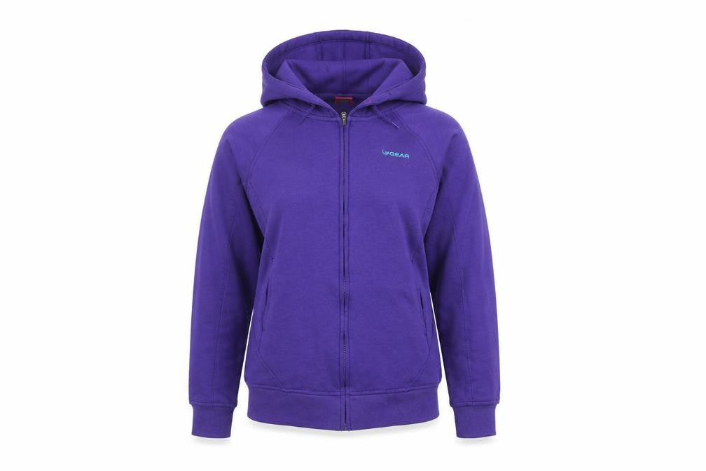 Front view of LA Gear Women's Purple Fleece Hooded Jacket, size 8