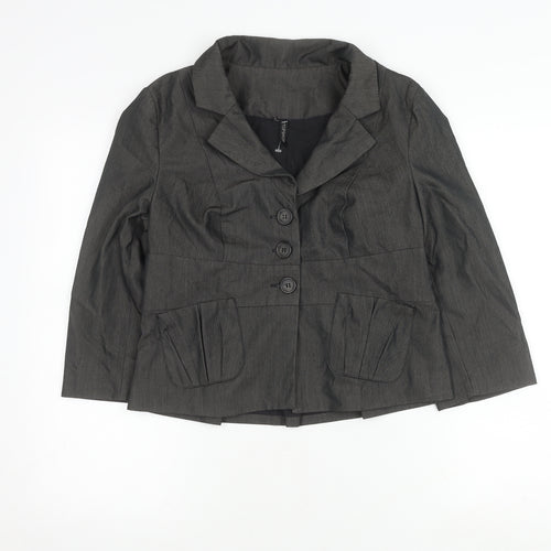 Topshop Women Black Suit Jacket Size 12 Notch Lapel