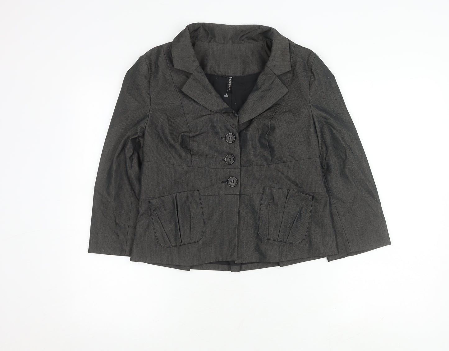 Topshop Women Black Suit Jacket Size 12 Notch Lapel