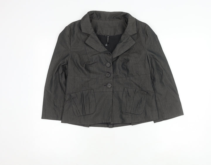 Topshop Women Black Suit Jacket Size 12 Notch Lapel
