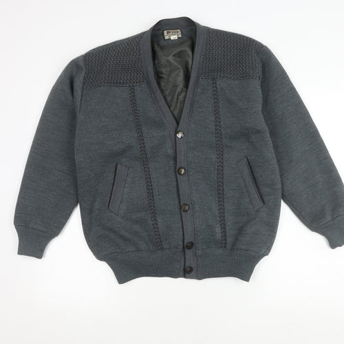 INGTIANBIRD Men's Grey Cardigan, M, V-Neck, Polyester