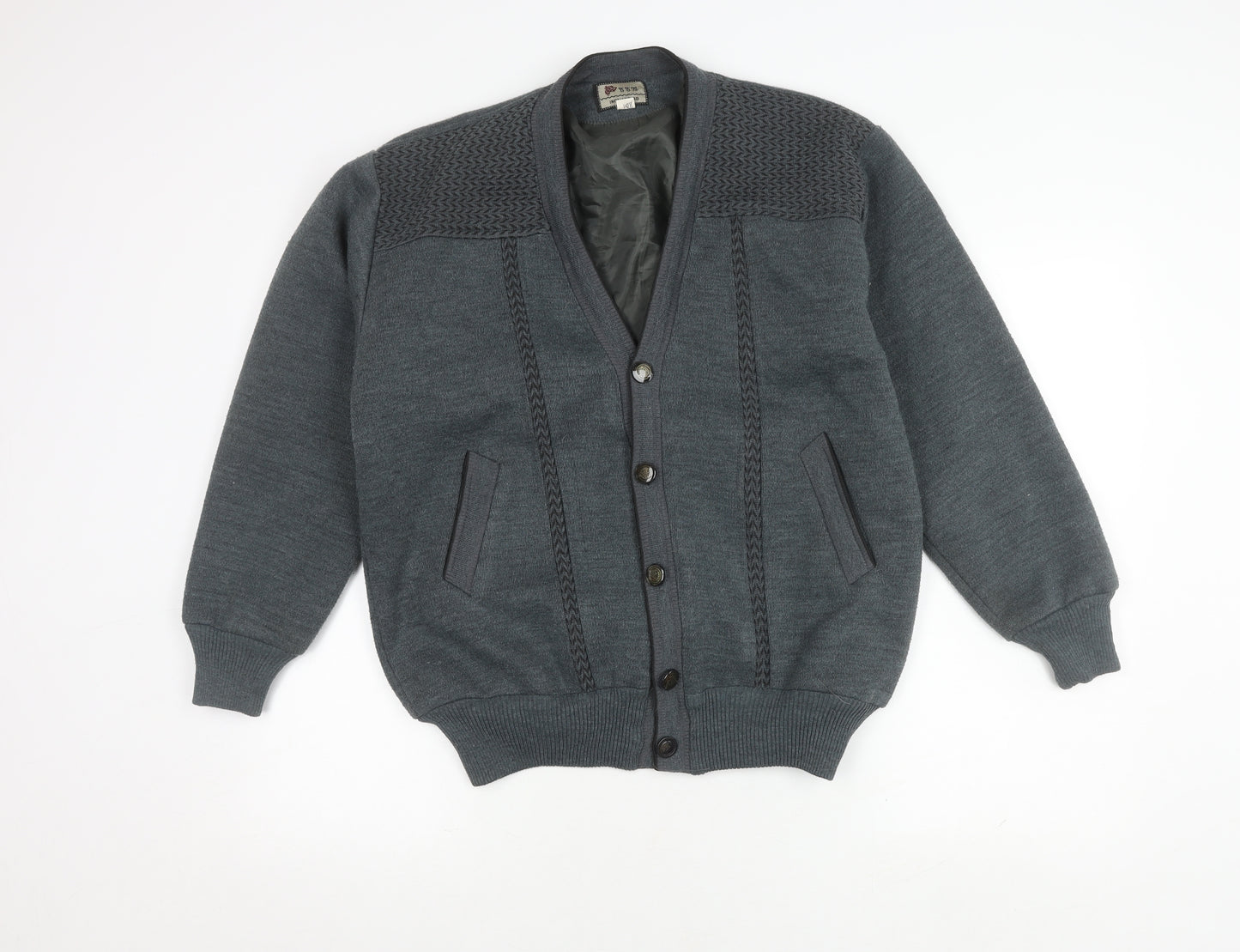INGTIANBIRD Men's Grey Cardigan, M, V-Neck, Polyester
