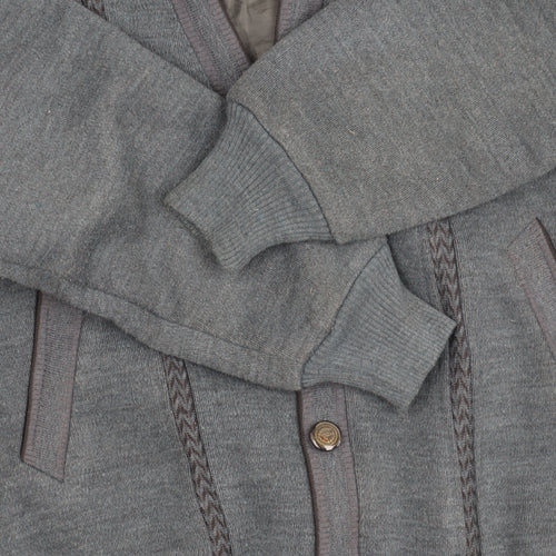 INGTIANBIRD Men's Grey Cardigan, M, V-Neck, Polyester