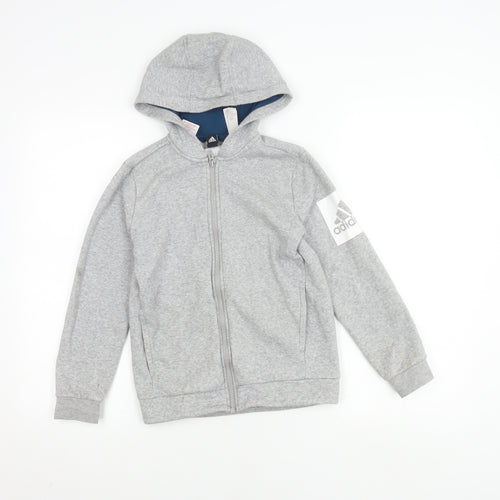 Adidas Boys Grey Full Zip Hoodie 9-10 Years