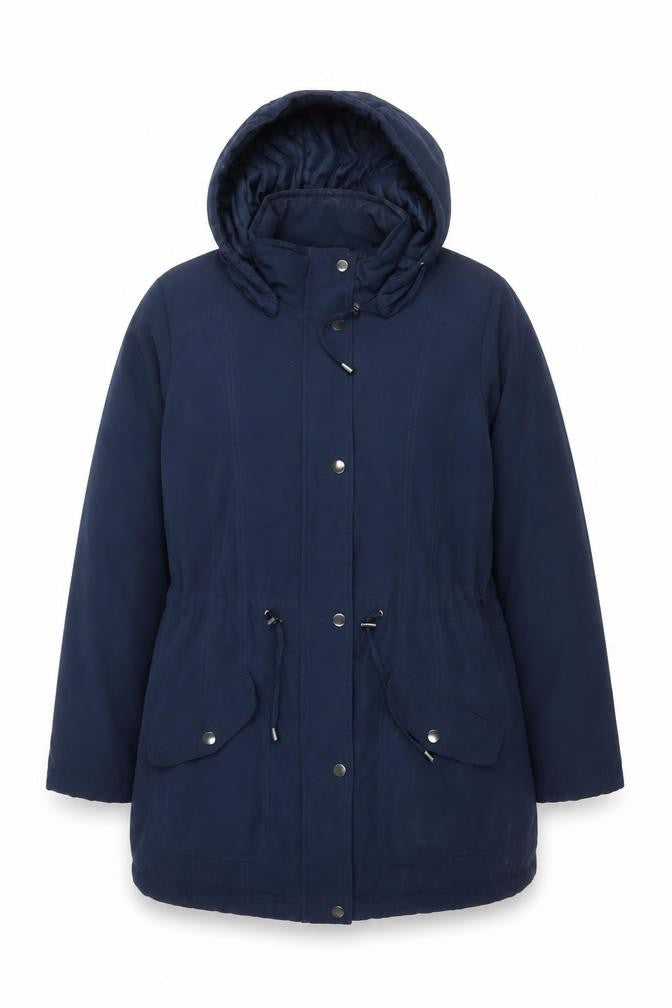 Front view of BHS Women's Blue Hooded Casual Jacket, size 14