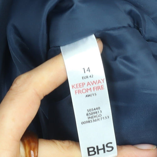 BHS Women's Blue Hooded Casual Jacket Size 14