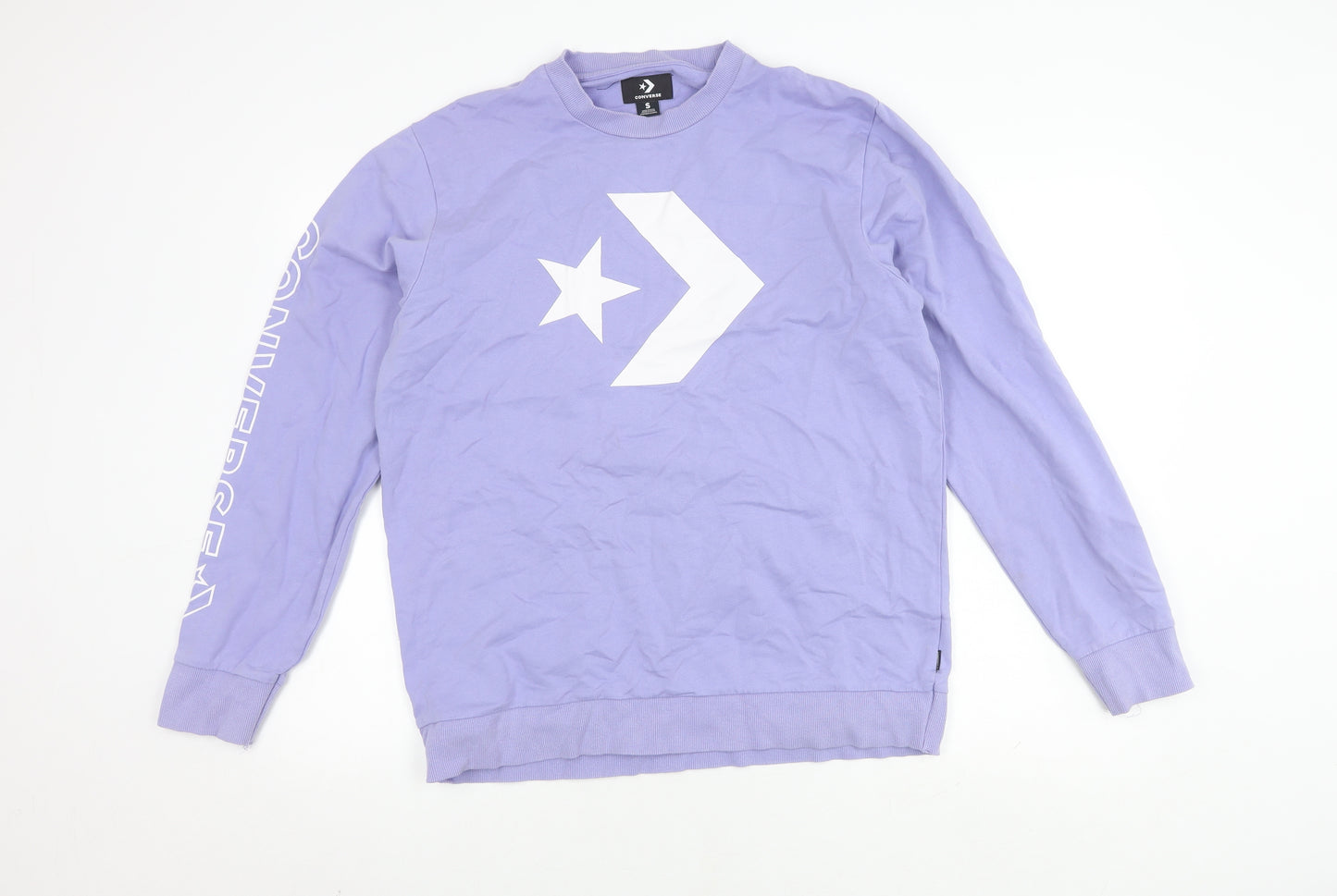 Converse Men's Purple Pullover Sweatshirt, S, Logo Print