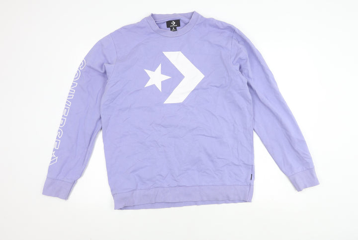 Converse Men's Purple Pullover Sweatshirt, S, Logo Print