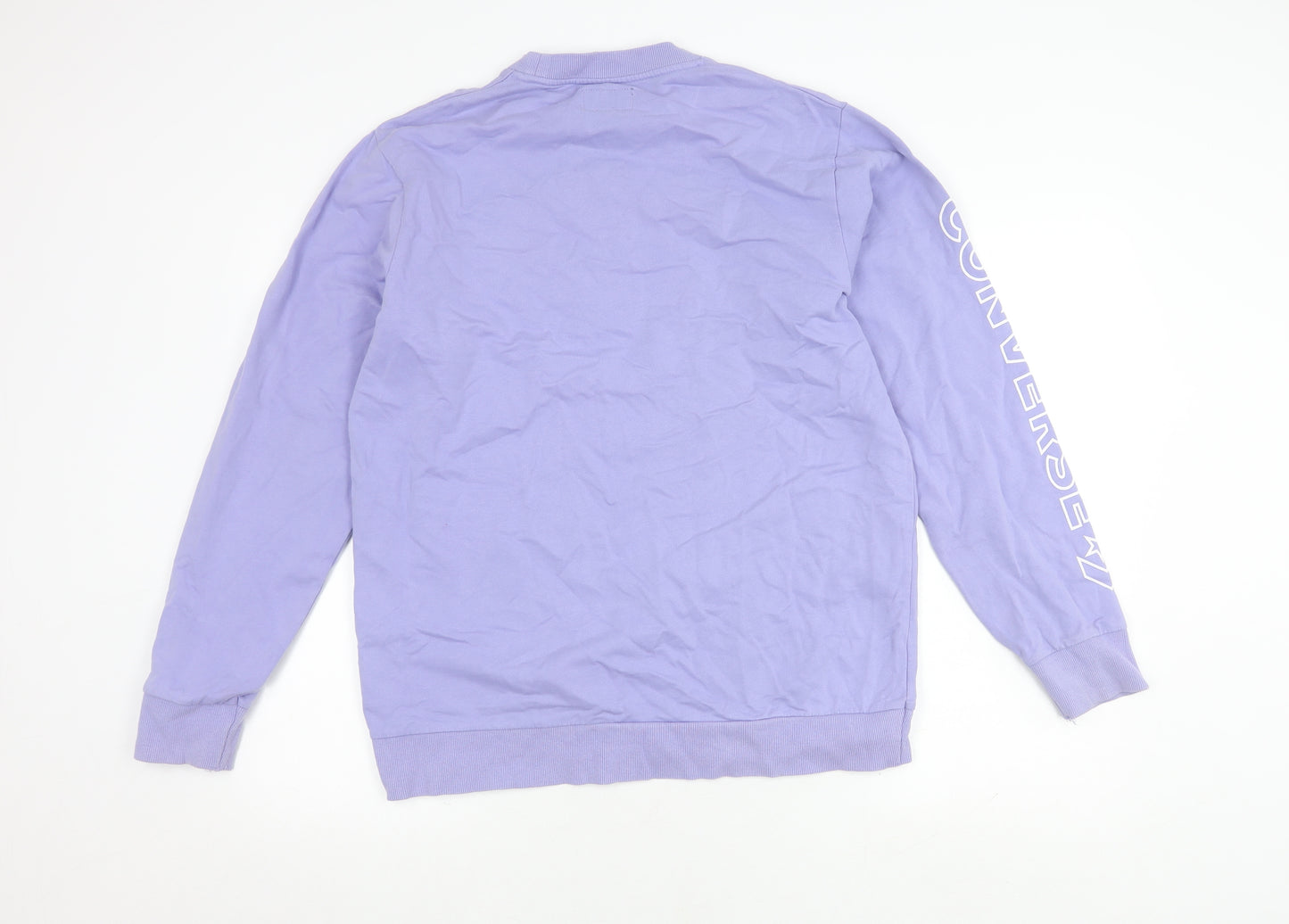 Converse Men's Purple Pullover Sweatshirt, S, Logo Print