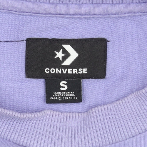 Converse Men's Purple Pullover Sweatshirt, S, Logo Print