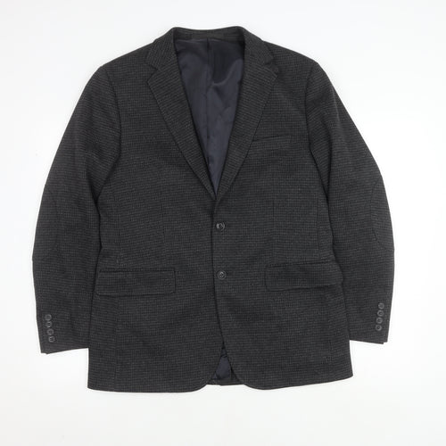 Marks and Spencer Men's Grey Check Blazer, 38R, Single-Breasted