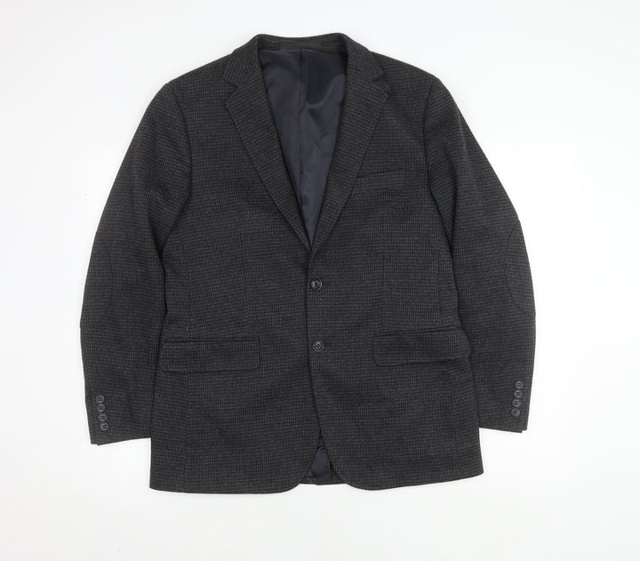 Marks and Spencer Men's Grey Check Blazer, 38R, Single-Breasted