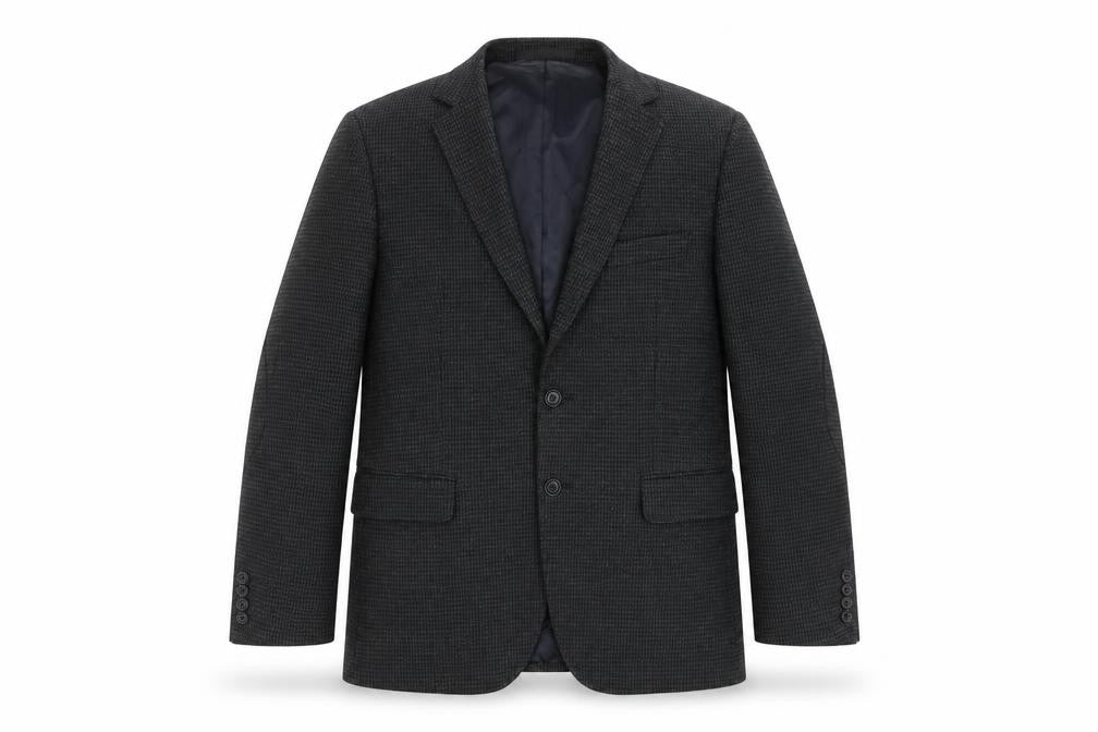 Front view of Marks & Spencer Men's Grey Check Blazer, 38R, Single-Breasted