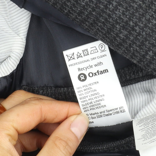 Marks and Spencer Men's Grey Check Blazer, 38R, Single-Breasted