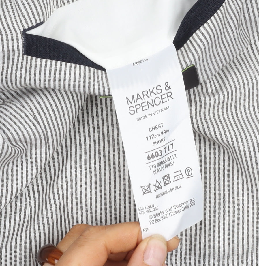Marks and Spencer Men's Blue Linen Blazer 44S