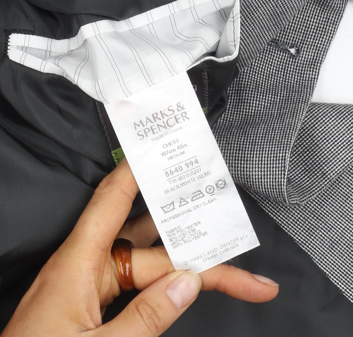 Marks and Spencer Grey Men's Blazer, Size 42R Classic Tweed