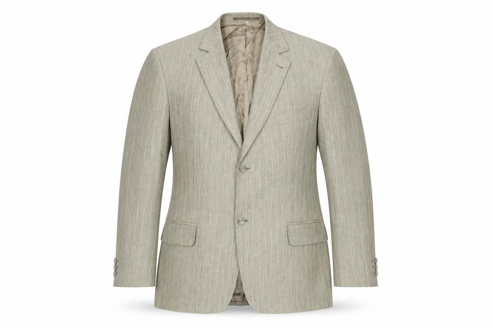 Front view of Lakeland Men's Beige 44L Blazer Jacket, Spring Classic