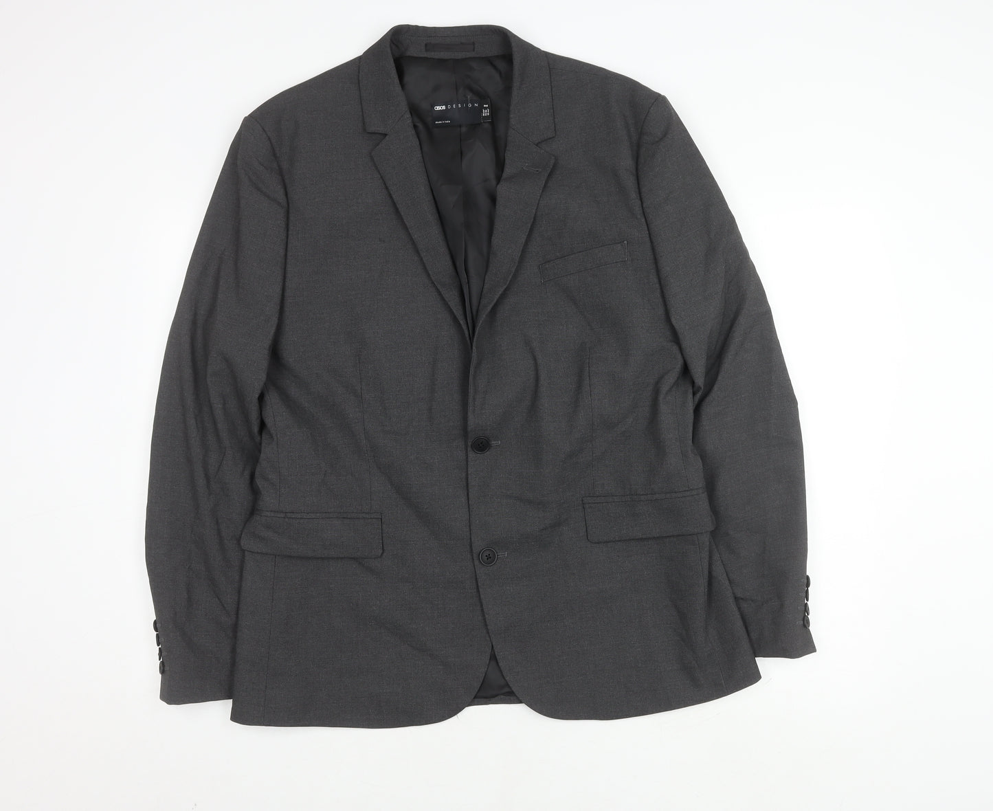 ASOS DESIGN Men's Grey Blazer, 44, Regular Fit, Business