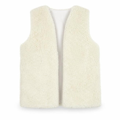 New Look Girls Ivory Faux Fur Waistcoat, Size 14-15