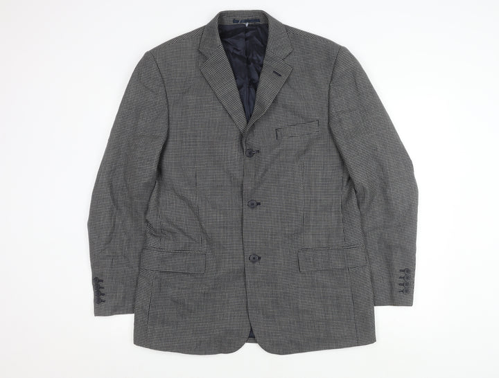 Debenhams Men's Grey Wool Blazer 40 Regular Herringbone