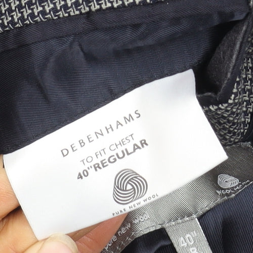Debenhams Men's Grey Wool Blazer 40 Regular Herringbone