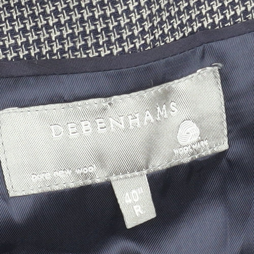 Debenhams Men's Grey Wool Blazer 40 Regular Herringbone