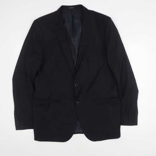 Zara Men's Black Blazer Size 44 Two-Button Formal