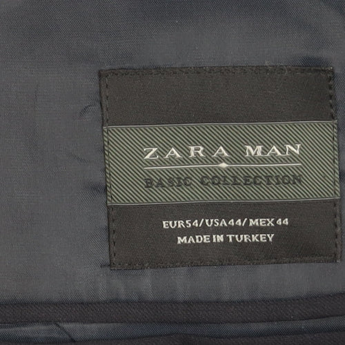 Zara Men's Black Blazer Size 44 Two-Button Formal
