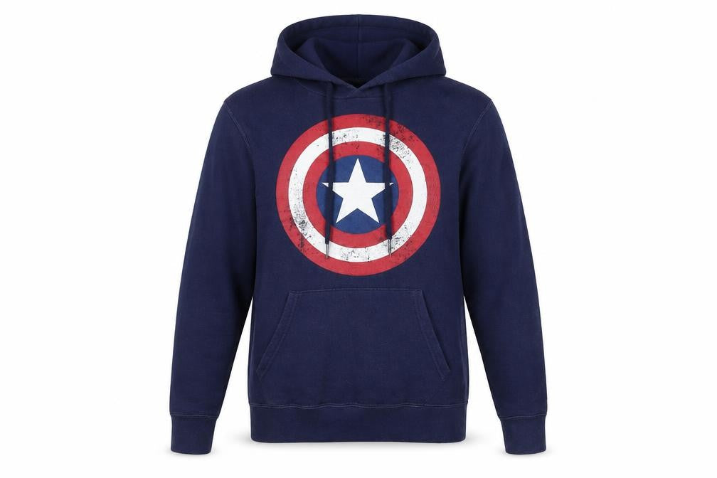Front view of Marvel Men's XS Blue Pullover Hoodie