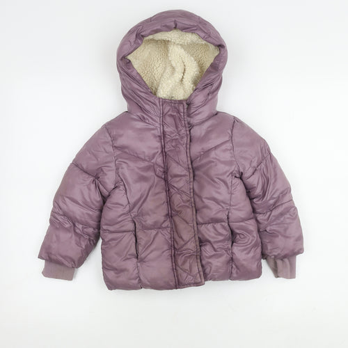 Gap Girls Purple Puffer Jacket 4 Years Winter Hooded