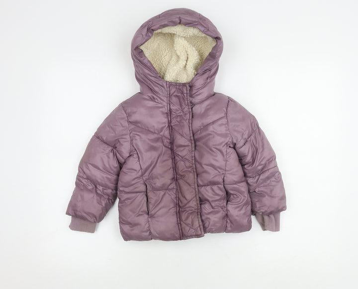 Gap Girls Purple Puffer Jacket 4 Years Winter Hooded
