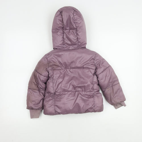 Gap Girls Purple Puffer Jacket 4 Years Winter Hooded