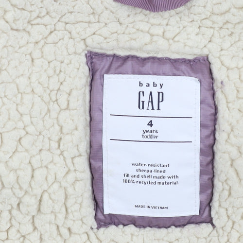 Gap Girls Purple Puffer Jacket 4 Years Winter Hooded